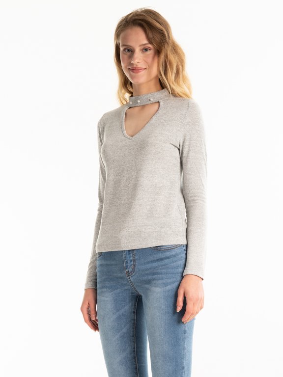 CHOKER COLLAR MARLED TOP WITH PEARLS