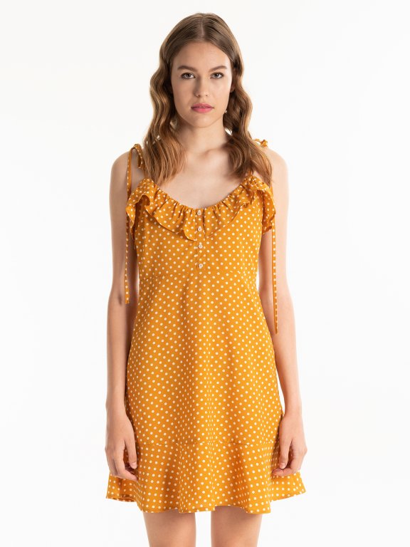 Polka dot print sleeveless dress