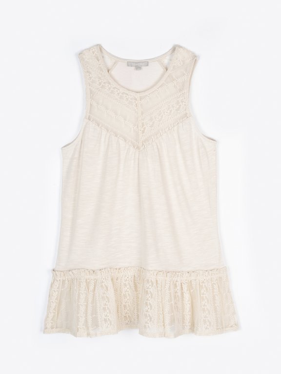 Lace tank with ruffle