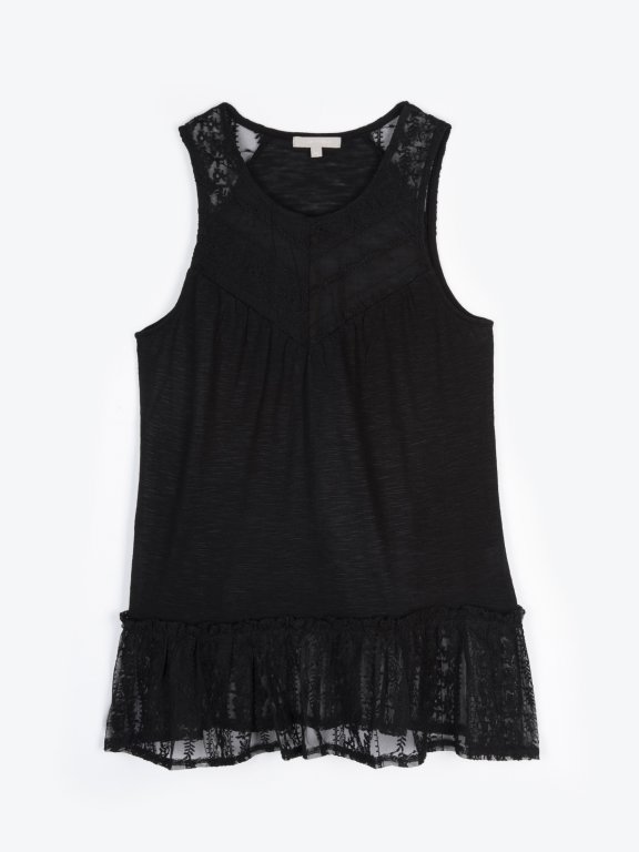 Lace tank with ruffle