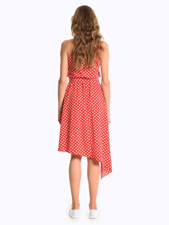 Halterneck polka dot print dress