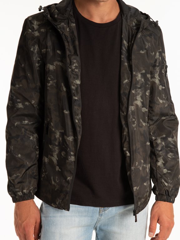 Camo print hooded jacket