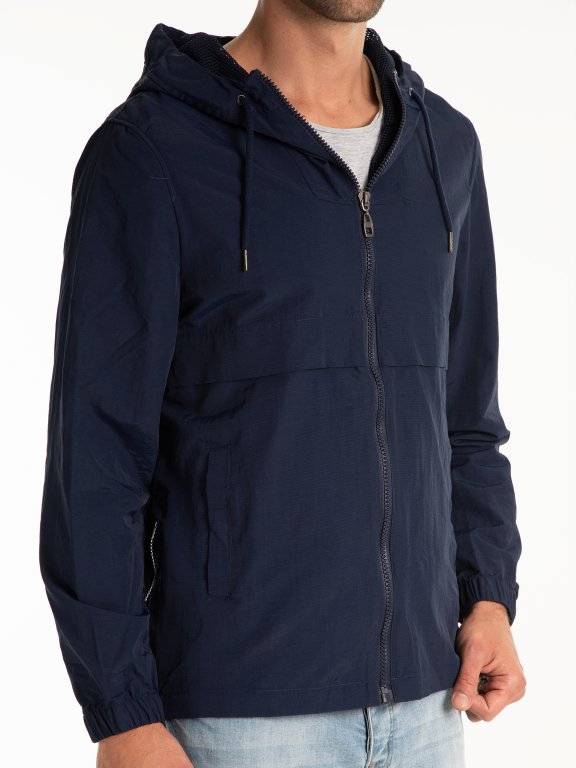 Nylon jacket with side zippers