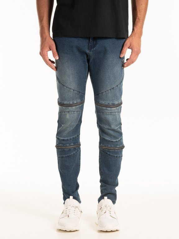 Straight slim fit biker jeans