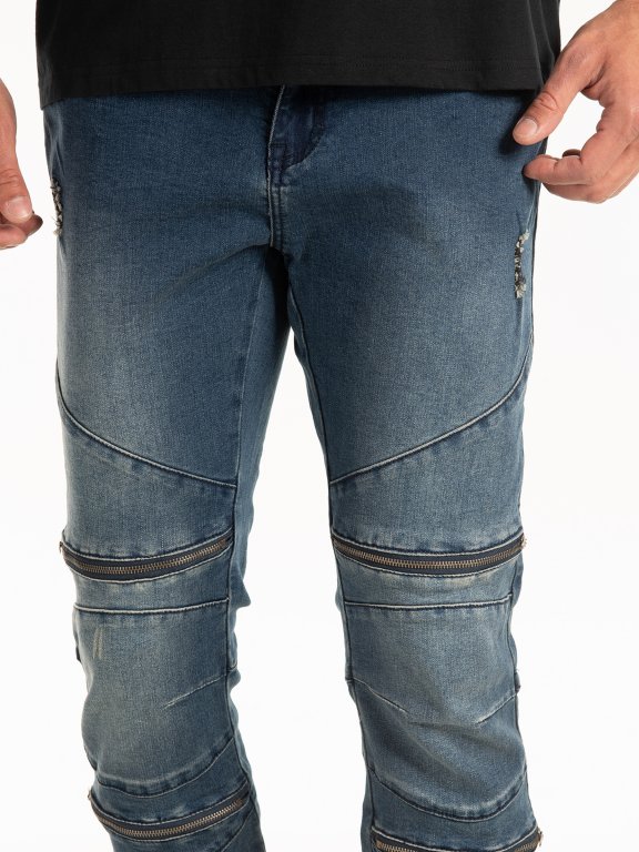 Motorkářské džíny straight slim fit