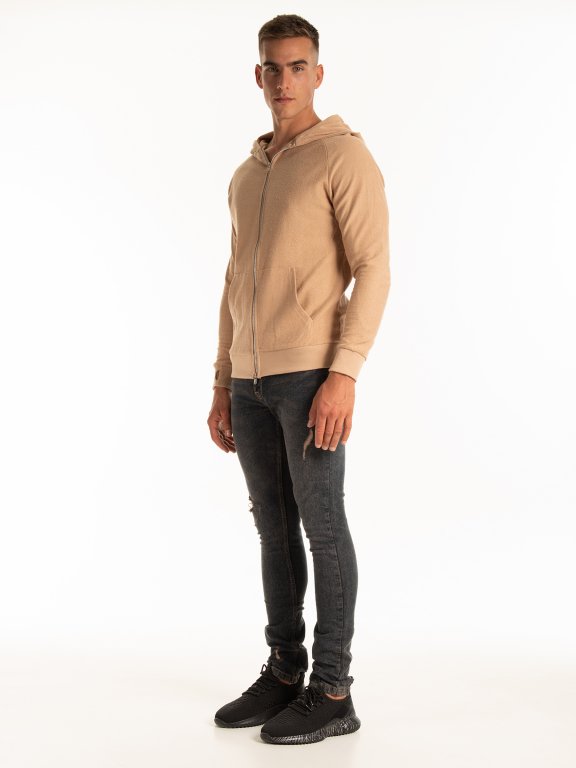 Zip-up hoodie with thumb hole