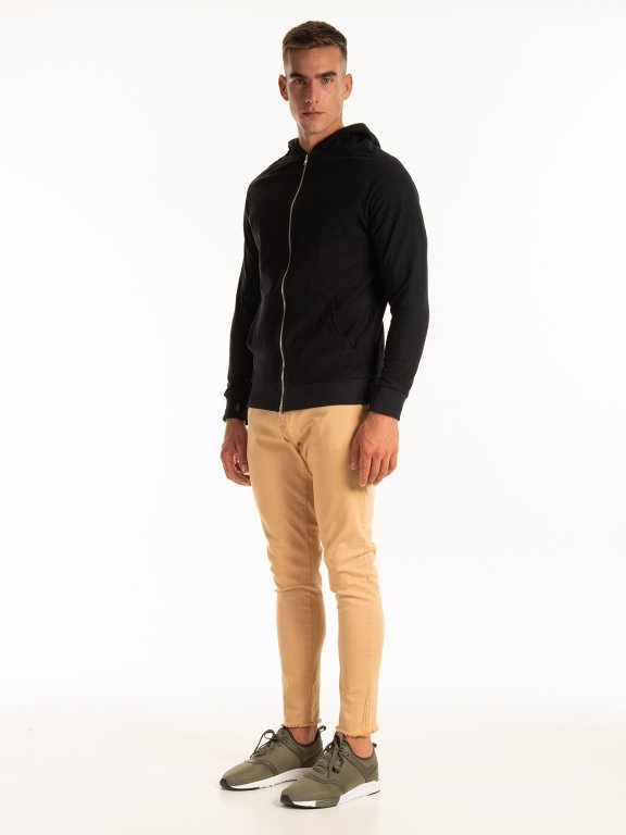 Zip-up hoodie with thumb hole