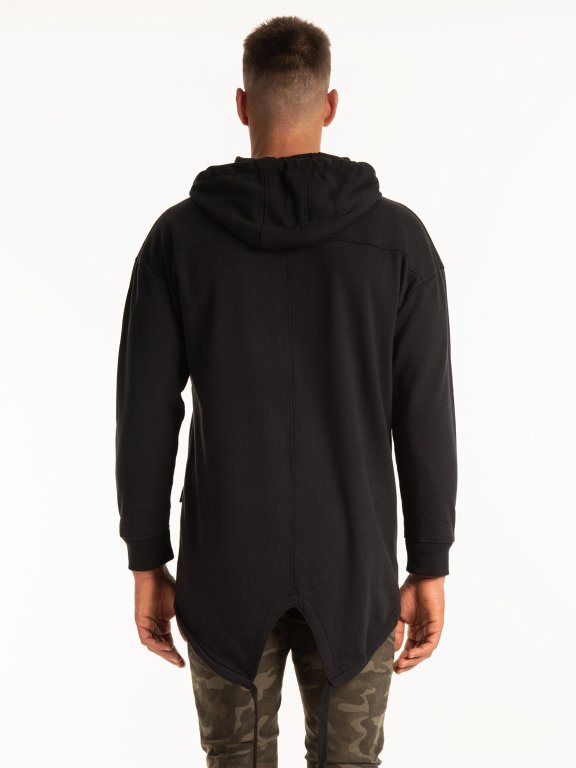 Longline zip-up hoodie with fish tail