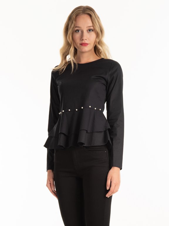 Peplum blouse with pearls