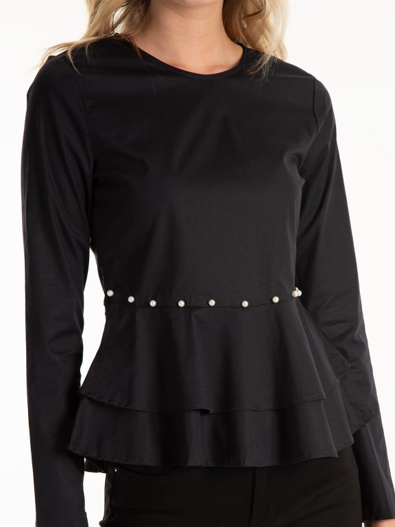 Peplum blouse with pearls