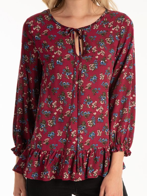 Flower print peplum blouse