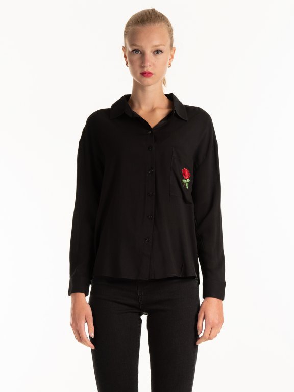 VISCOSE SHIRT WITH ROSE PATCH