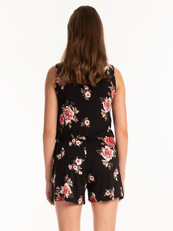 Floral print short jumpsuit