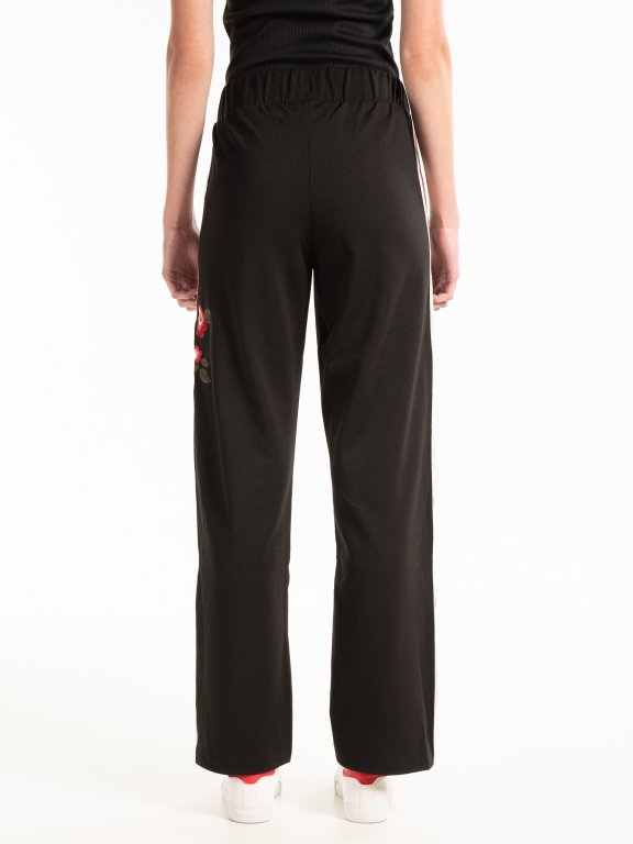 Wide leg trousers with side tape