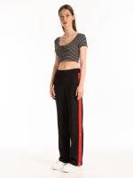 Wide leg trousers with decorative tape