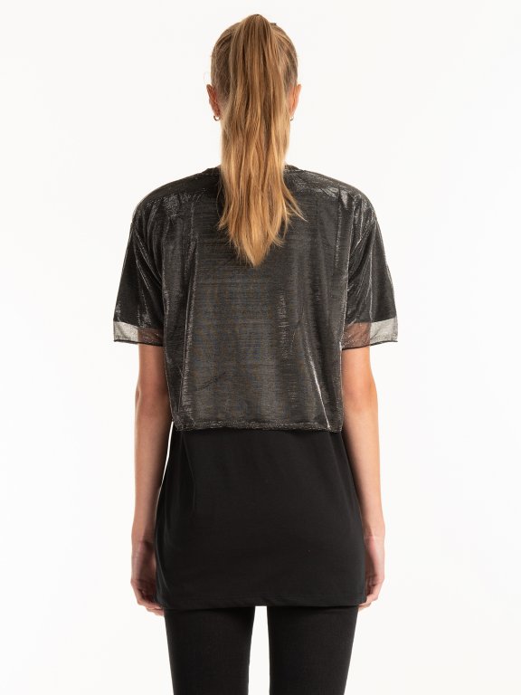 LONGLINE COMBINED T-SHIRT WITH PRINT