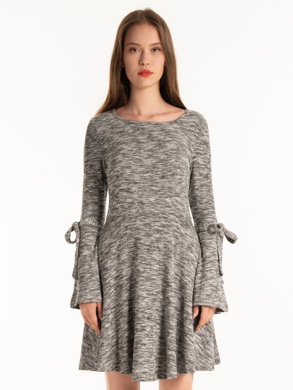 Marled ballerina dress with bell sleeves
