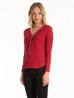 RIB-KNIT TOP WITH FRONT ZIPPER