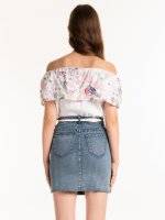Top with floral print ruffle