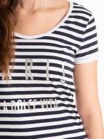 Striped t-shirt with metallic print