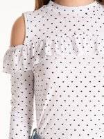 Cold-shoulder polka dot print top with ruffle