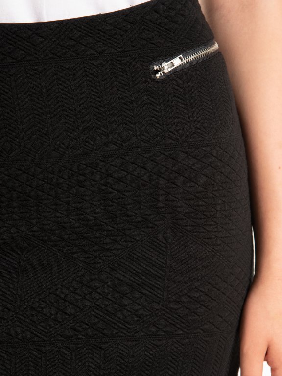 Ołówkowa spódnica z dzianiny strukturalnej z zamkami