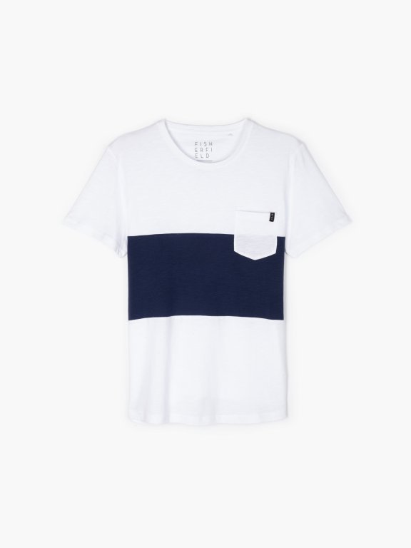 Longline colour block t-shirt with chest pocket