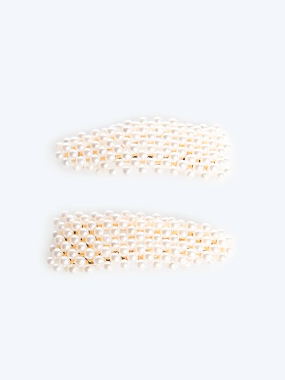 2-pack faux pearls hair grips