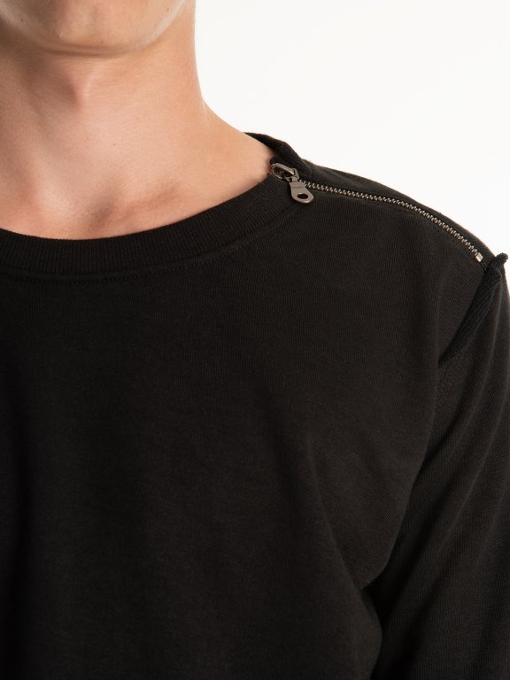 Longline sweatshirt with shoulder zippers