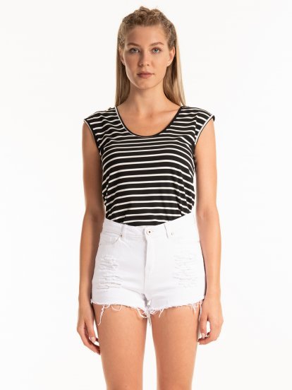 Striped tank top with zippers