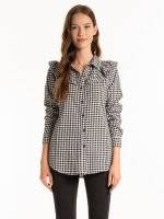 Gingham cotton shirt with ruffle