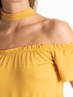 Off-the-shoulder top with choker detail