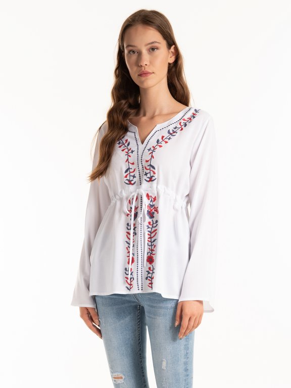 VISCOSE BLOUSE WITH EMBROIDERY