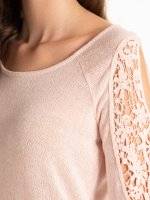 Cold-shoulder jumper with crochet detail