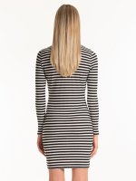 Striped high collar dress