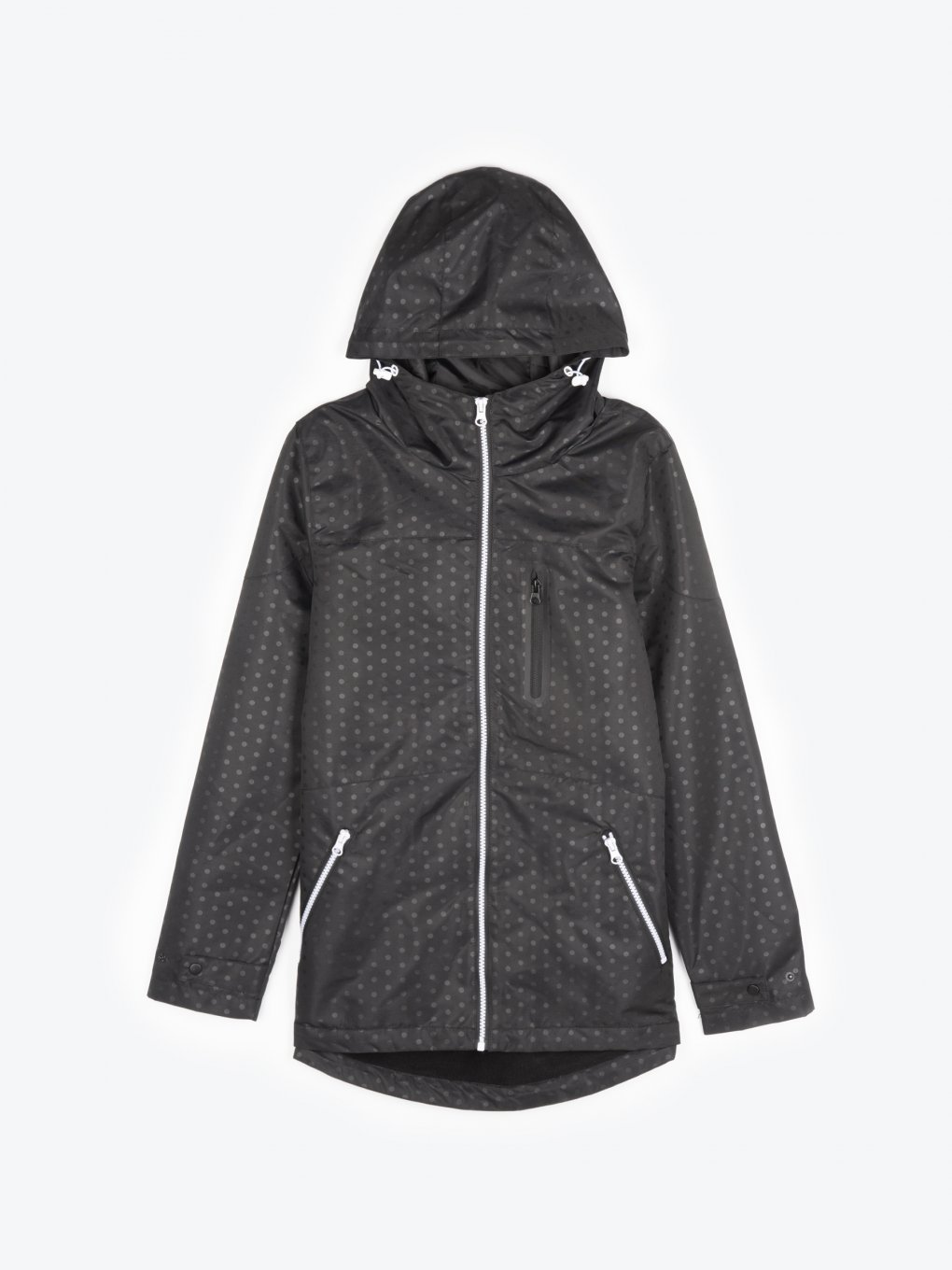 Hooded jacket with contrast zippers