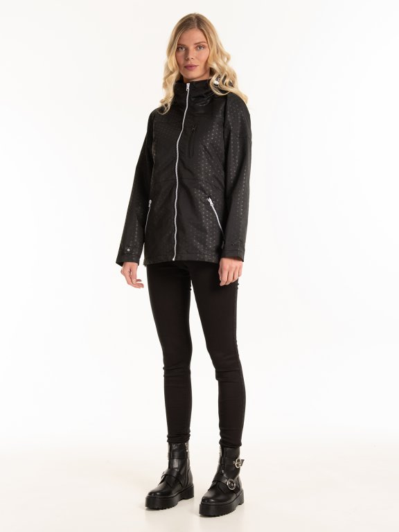 Hooded jacket with contrast zippers