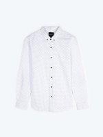Polka dot print slim fit shirt with elbow patches