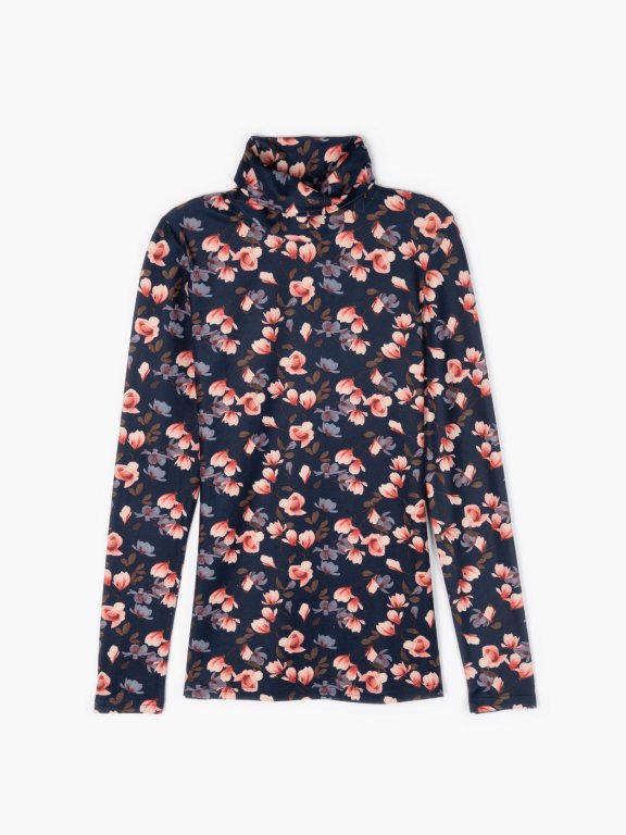 Turtleneck with floral print