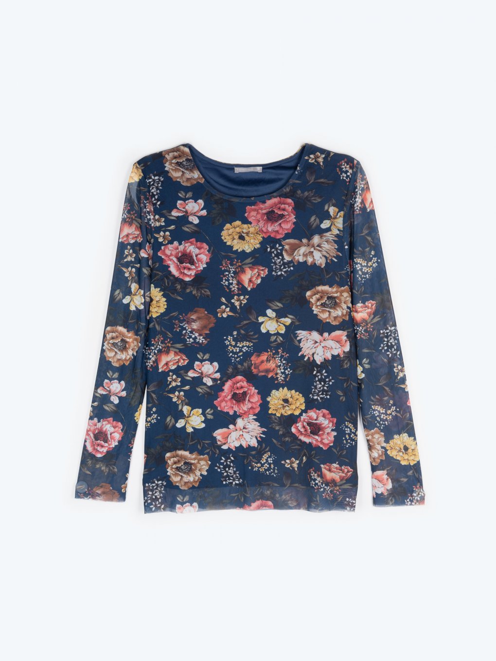Mesh top with flower print