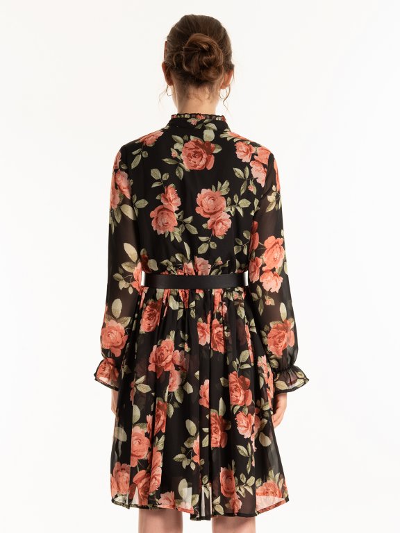 Floral print chiffon dress