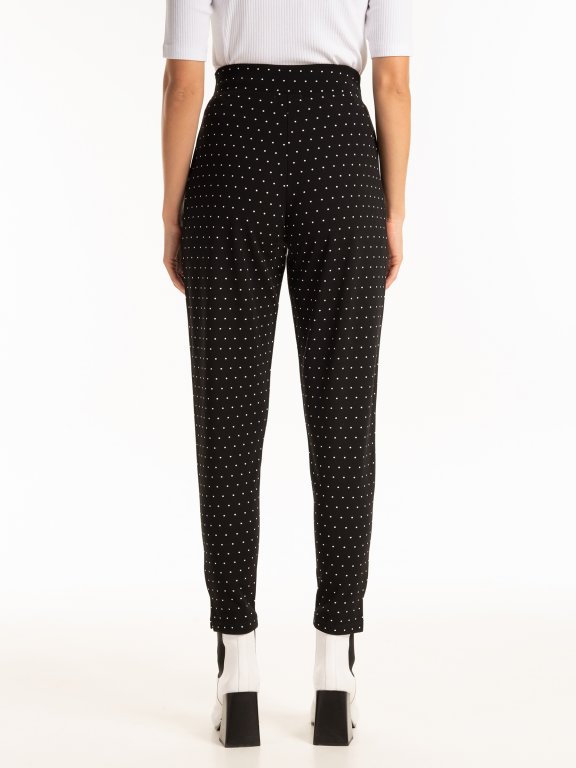 High waist polka dot print trousers
