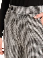 Elastické nohavice s pepitovým vzorom