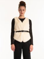 Faux fur vest with pockets