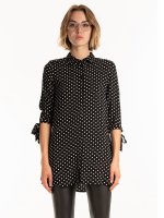 Longline polka dot print viscose blouse