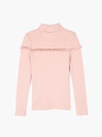 Ribbed rollneck t-shirt with ruffle