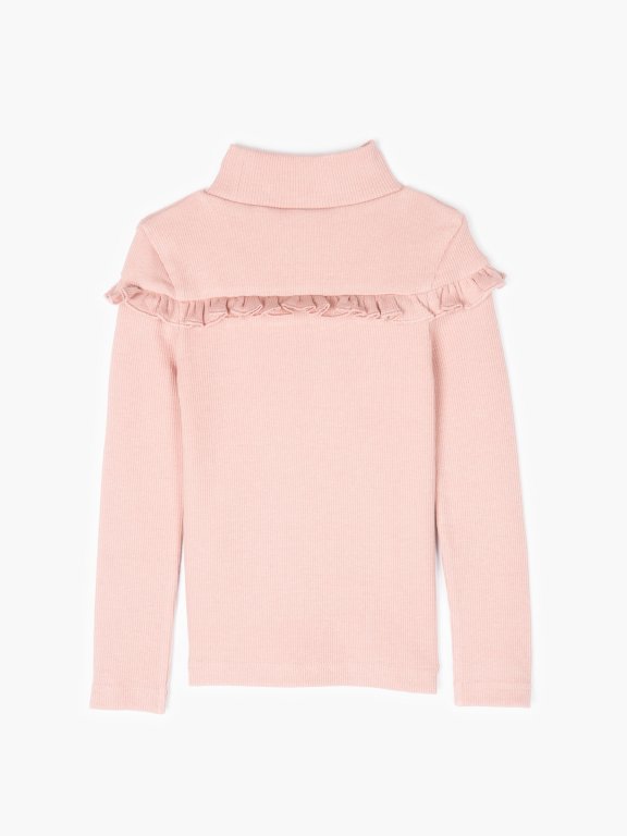Ribbed rollneck t-shirt with ruffle