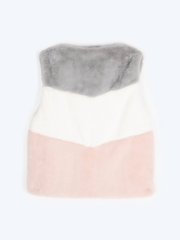 Faux fur colour block vest