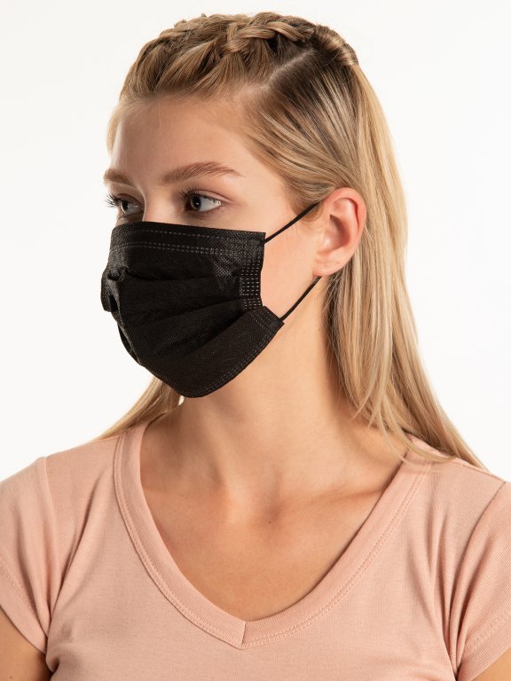 3-ply black disposable face mask (5 pcs)