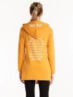 Slogan print longline zip-up hoodie